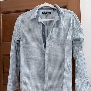 Ben Sherman Light Blue Geometric Pattern Teen Boy Button Down Shirt